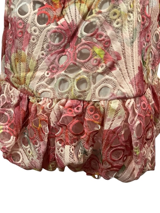 PrettyLittleThing Pink Multi Floral Corset Puffball Mini Dress NWT Size 10 - Picture 5 of 9